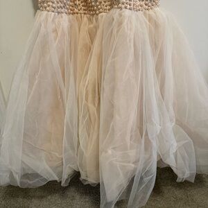 Champagne Pink Pearled Prom dress